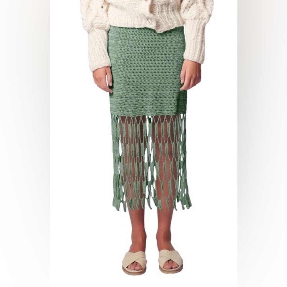 Ayni Lined Crochet Midi Skirt In Mint — image 2 of 3